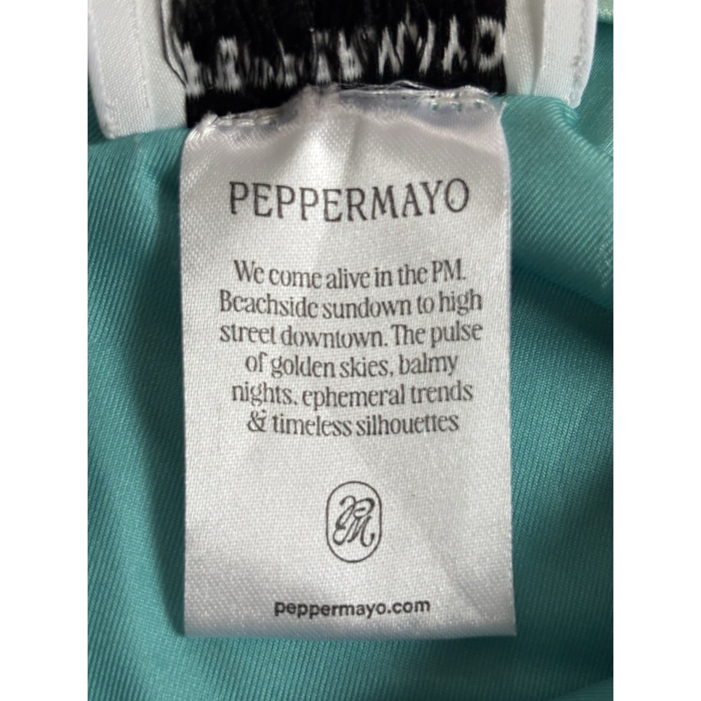Peppermayo Teal Blue Backless Strapless Cowl Neck Crop Gold Embellished Size M - Picture 8 of 11